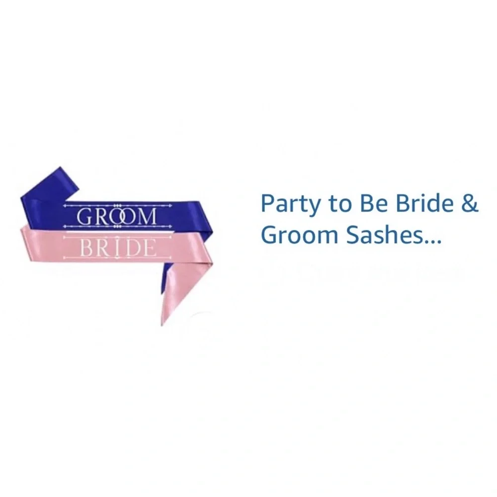 Bride & Groom Sashes - Blue and Pink
